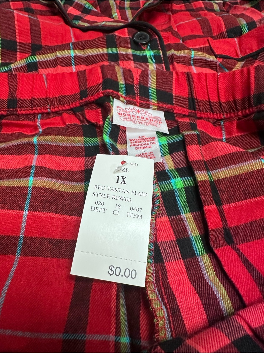 Wondershop Women's 1X Family Sleep 2 Pc Red Green Black Tartan Plaid - Picture 11 of 15
